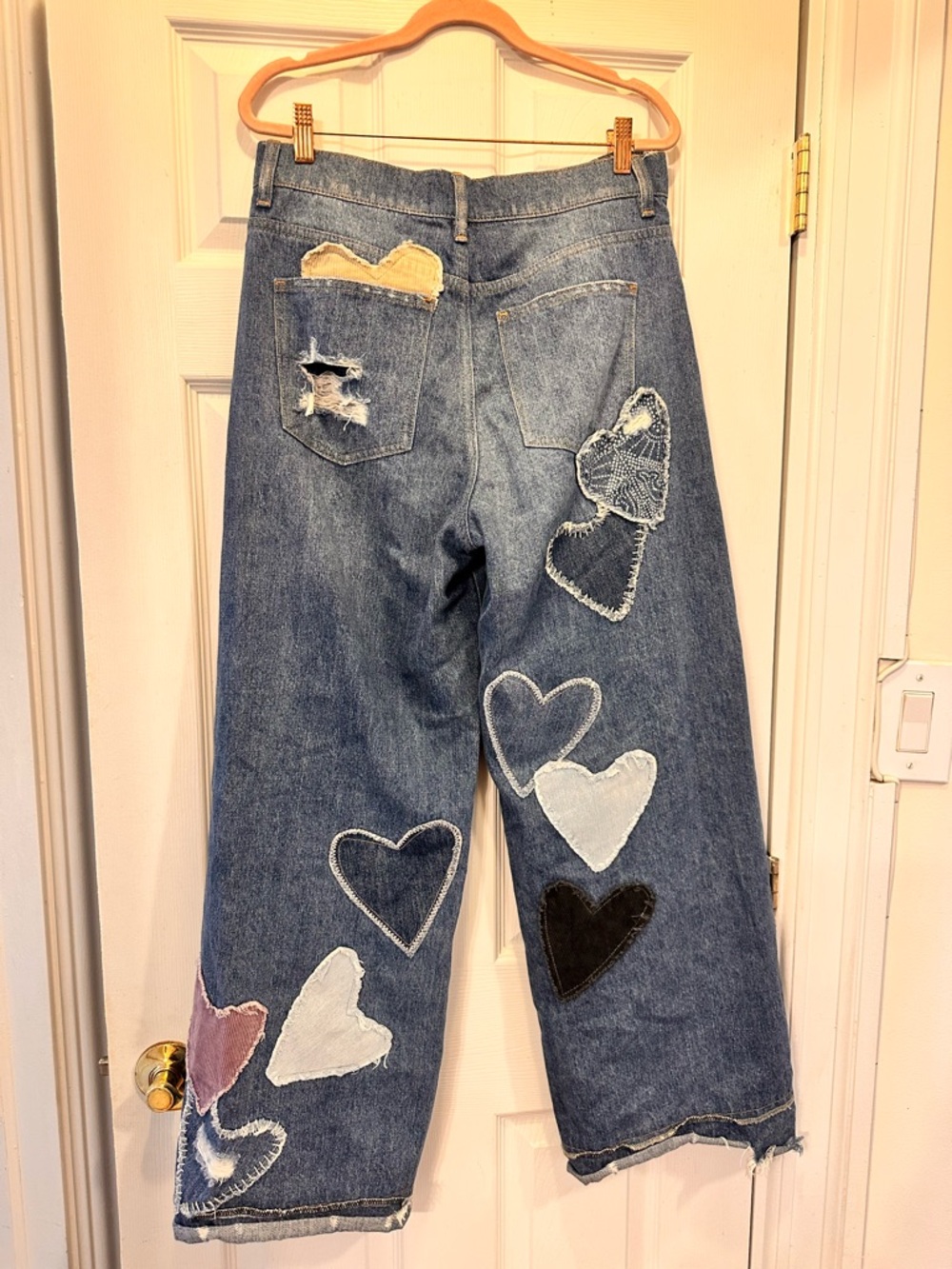 Free People Piece Of My Heart Crazy Good Luck Barrel Jeans Patchwork 27 - Picture 9 of 9